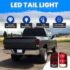 Pair Red Smoked Tail Lights with Bulbs for Dodge Ram 1500 (2002–2006)