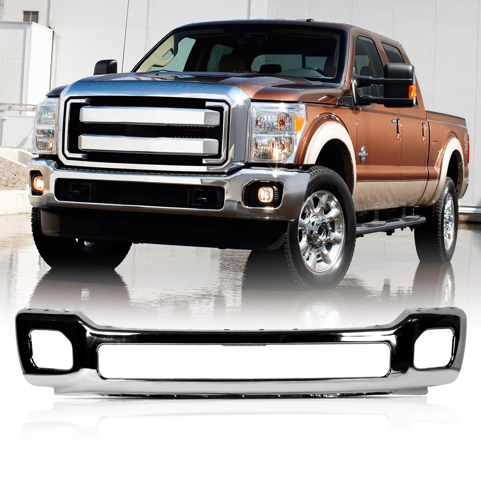 Chrome Steel Front Bumper for Ford F-250 F-350 Super Duty (2011–2016)