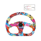 13" Racing Graffiti Pattern Flat Steering Wheel with Horn Button