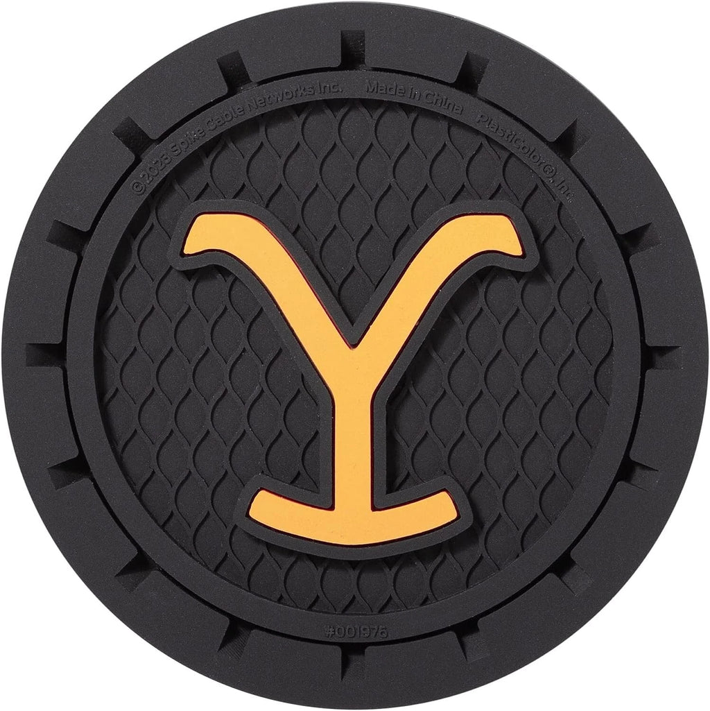 Set of 2 Plasticolor Yellowstone Logo Auto Coasters for Universal Use