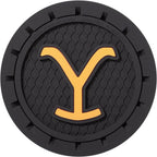 Set of 2 Plasticolor Yellowstone Logo Auto Coasters for Universal Use