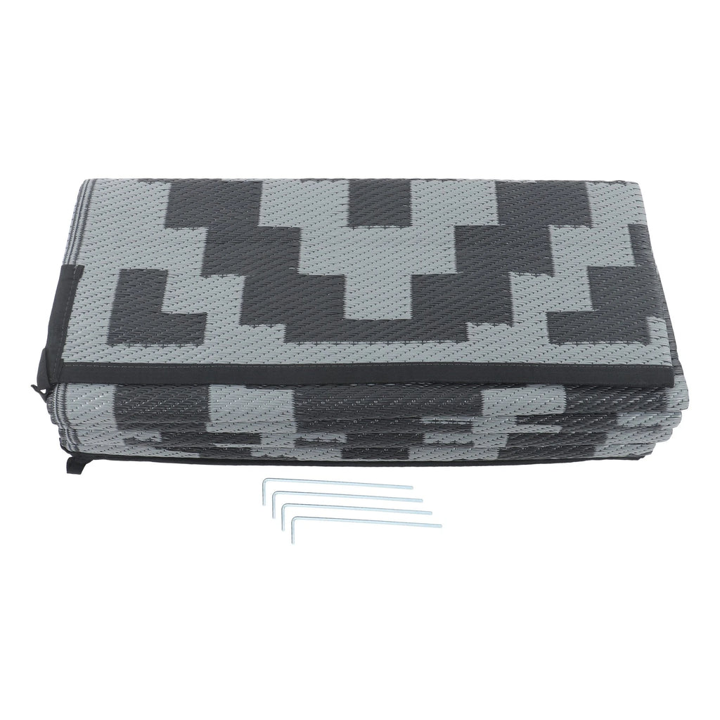 Outdoor Carpet Rug 9x12FT Waterproof Black Gray Plastic Straw