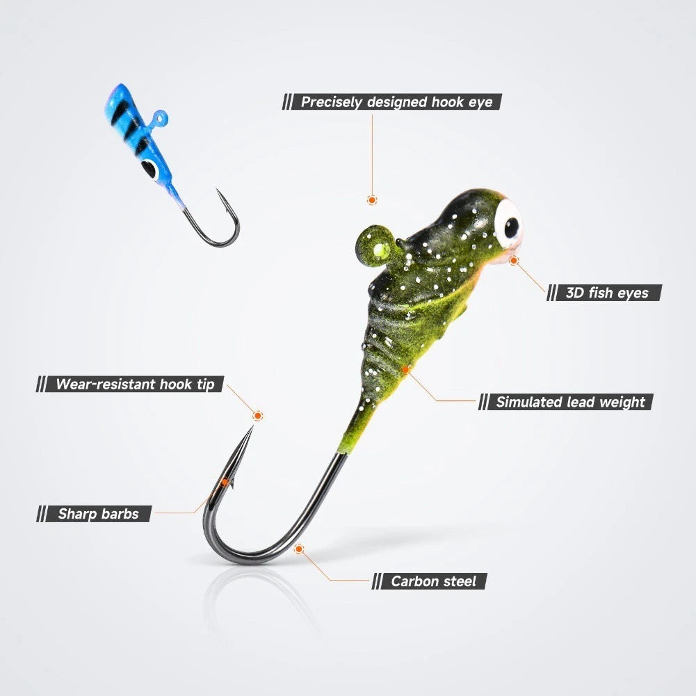 30pcs Ice Fishing Jigs Hard Bait Set for Bass Crappie Salmon Trout