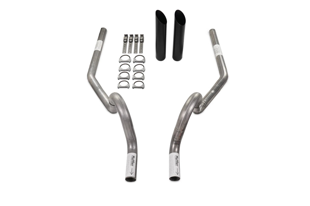 2.5" Dual Exhaust Kit for GM A Body (1964–1972) - No Muffler, Rear Exit, Black Tip