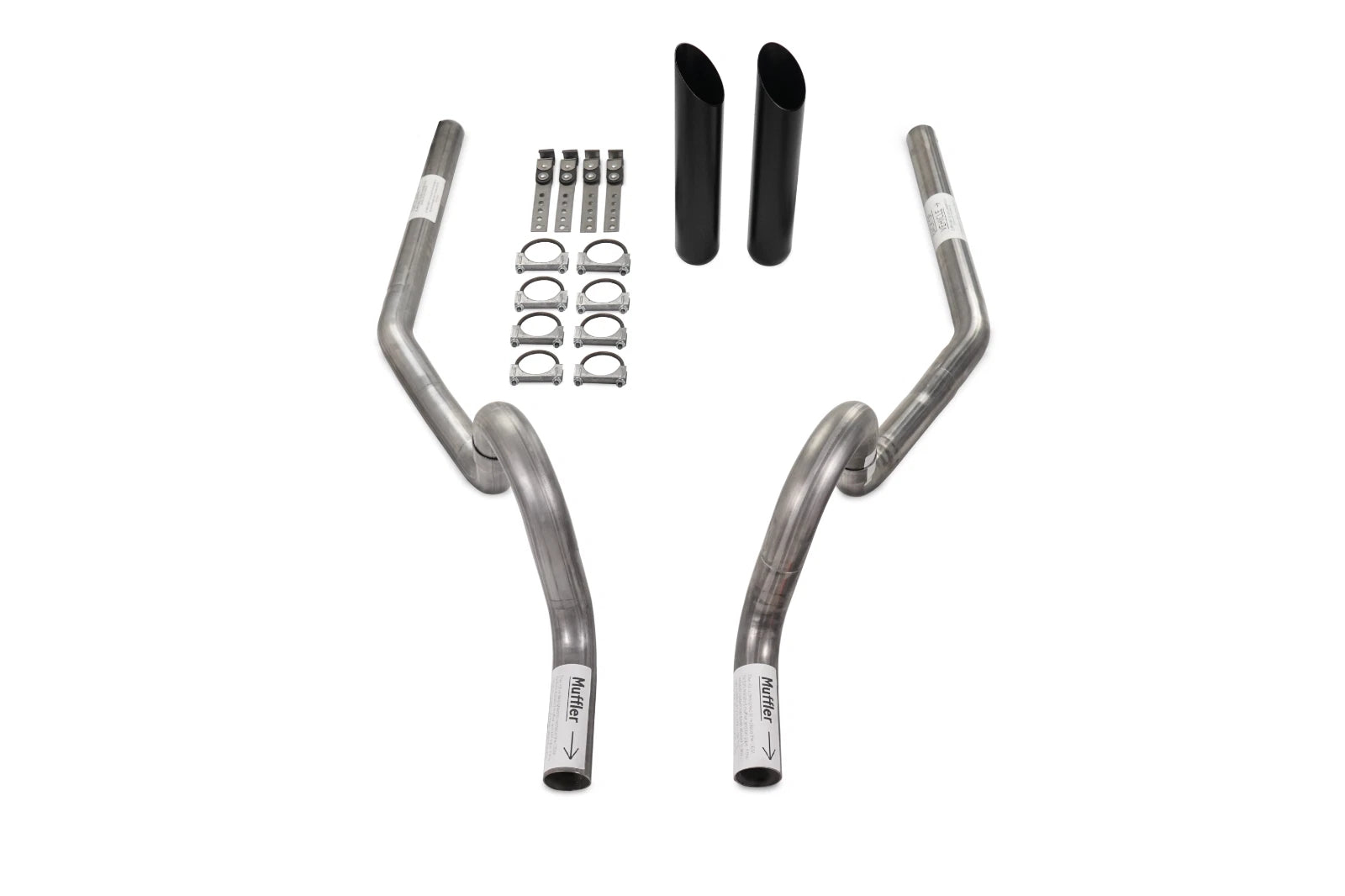 2.5" Dual Exhaust Kit for GM A Body (1964–1972) - No Muffler, Rear Exit, Black Tip