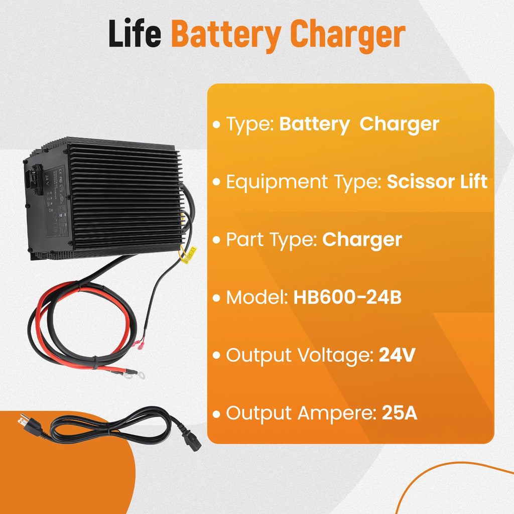 24V Battery Charger for Genie, Skyjack, JLG Scissor Lifts (2010–2023)