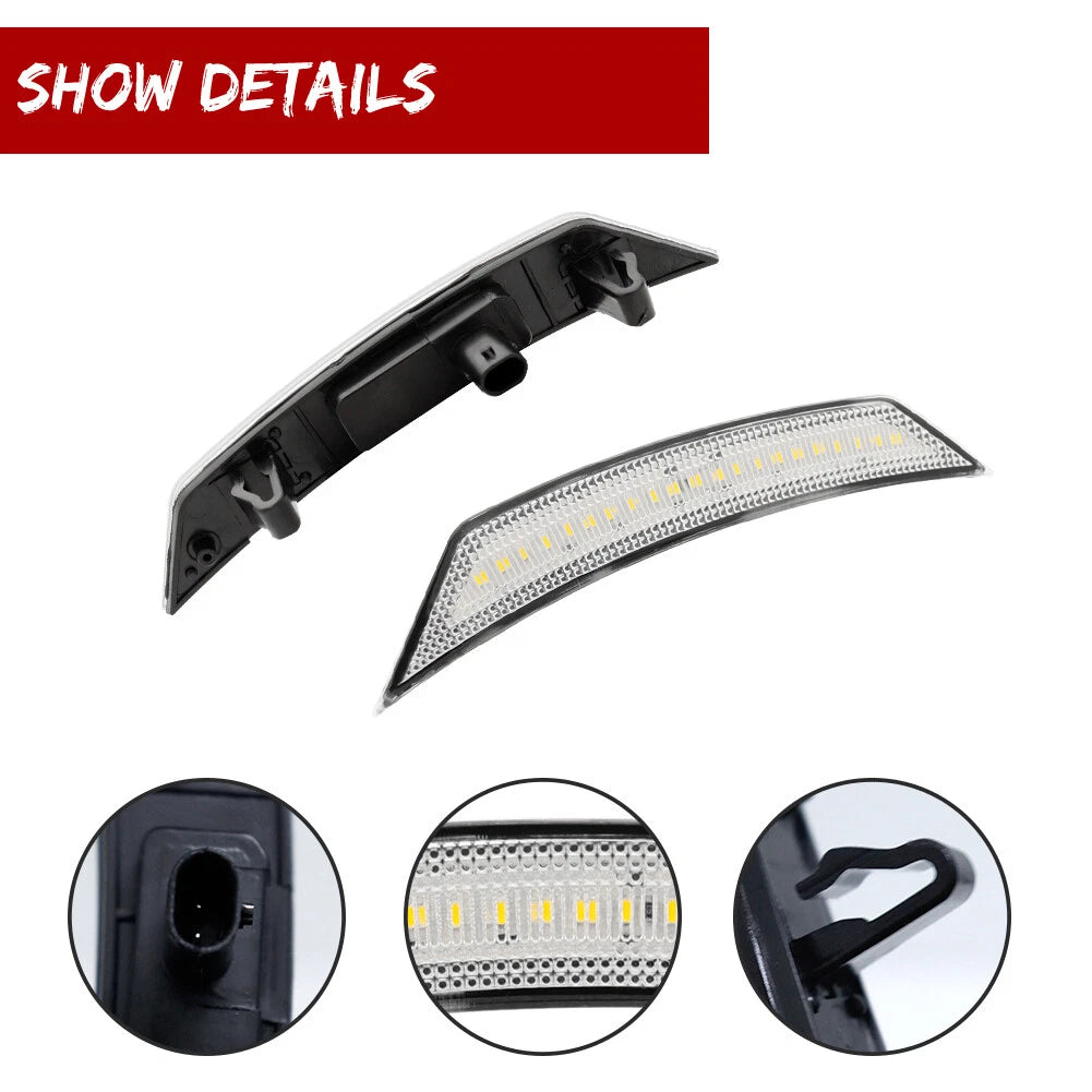 2X Clear Lens Amber LED Front Side Marker Lights for Chevy Trailblazer (2021–2025)