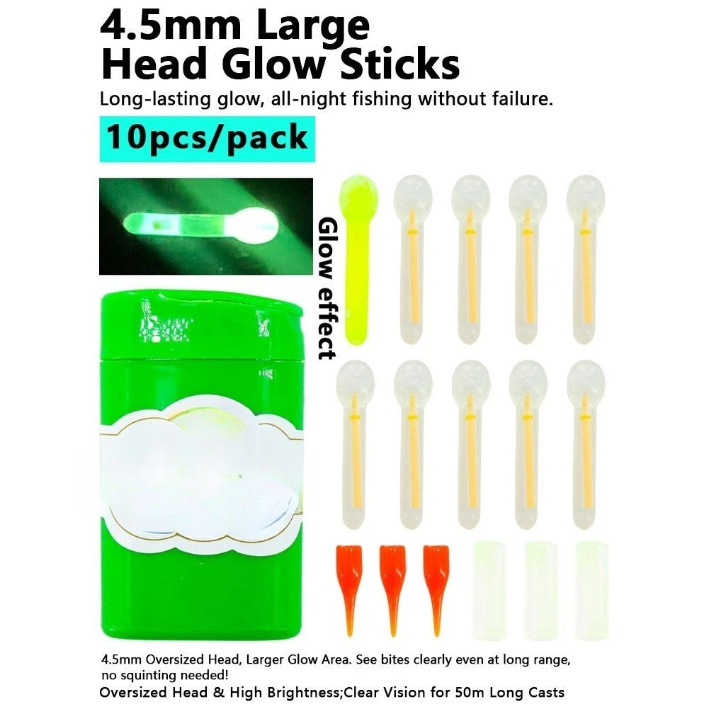 10pcs Waterproof Glow Head Fishing Accessories for Night Fishing