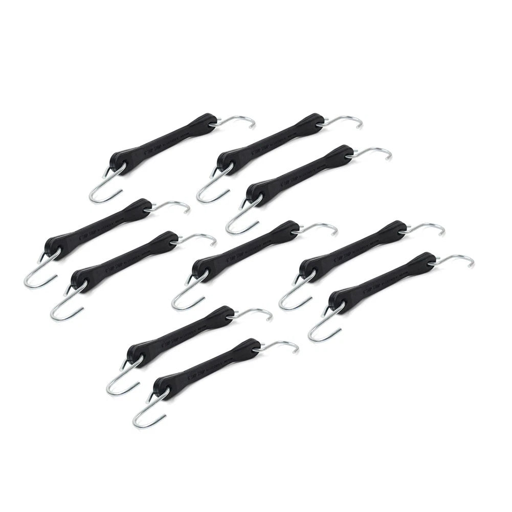 Set of 10 Heavy Duty Rubber Tarp Straps with Hooks for Automotive Use