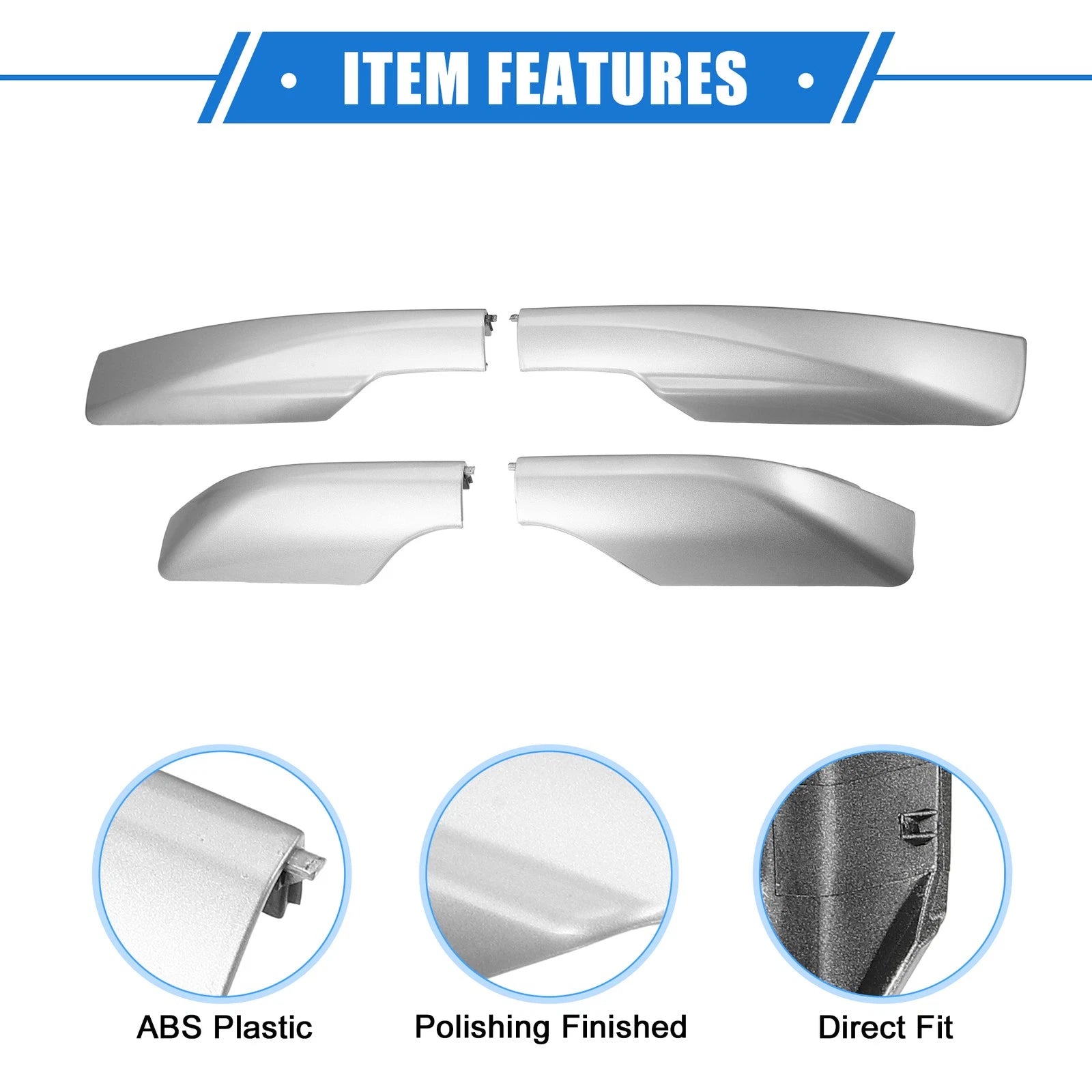 Set of 4 Roof Rack Side Rails End Covers for Toyota RAV4 (2006–2012) Silver