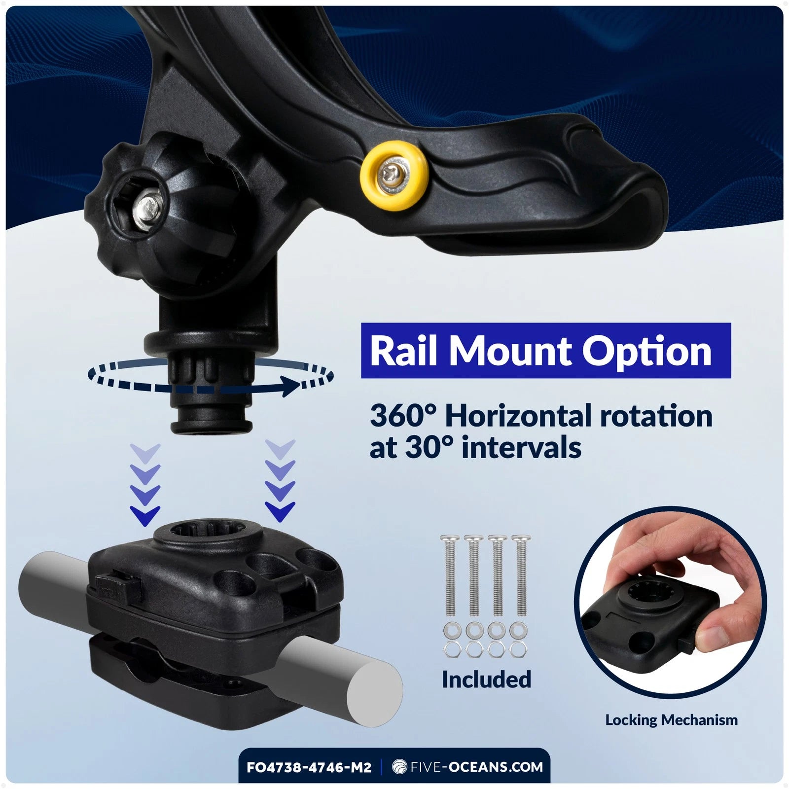 2-Pack Adjustable Fishing Rod Holder Set for Boat & Kayak