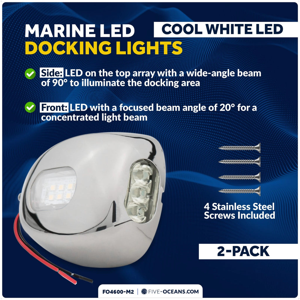 2-Pack LED Docking Lights for Marine (IP66, FO4600-M2)