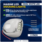 2-Pack LED Docking Lights for Marine (IP66, FO4600-M2)