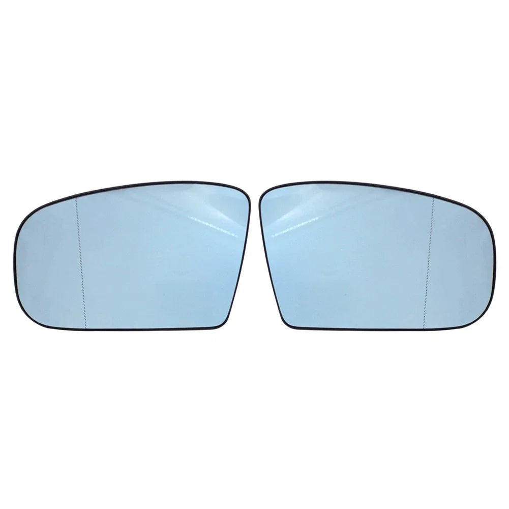Blue Heated Side Mirror Glass with Plate for Mercedes CL500 (2000-2003)