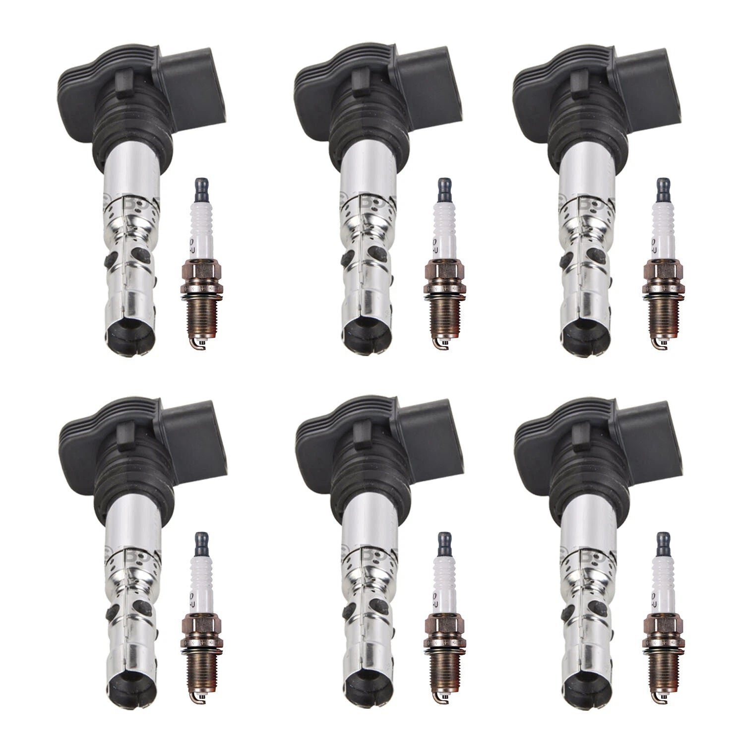 Set of 6 Ignition Coils & U-Groove Spark Plugs for Audi Allroad Quattro (2000–2005)