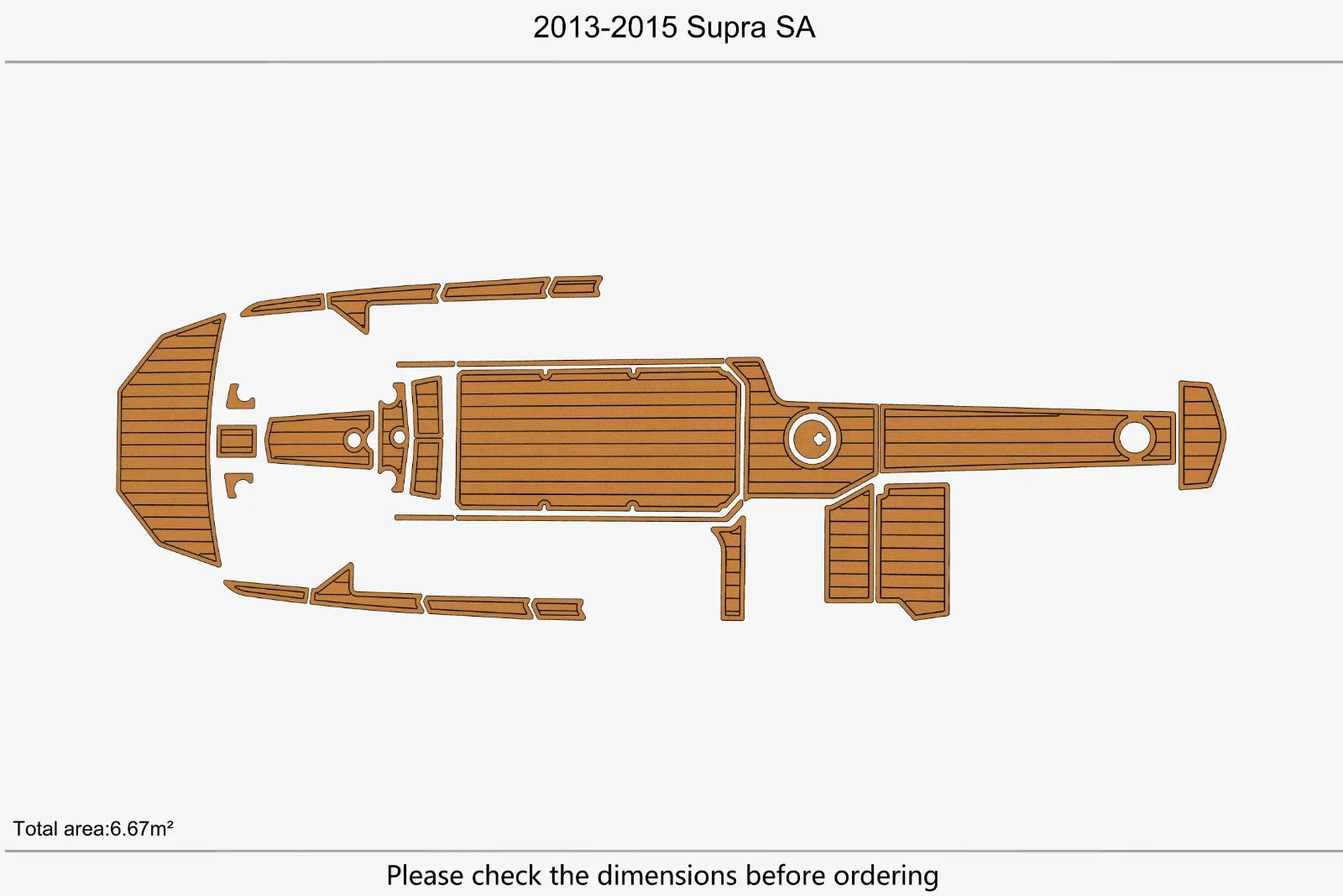 EVA Pads for 2017 Supra SE Cockpit Swim Platform (Teak Faux Flooring Mat)