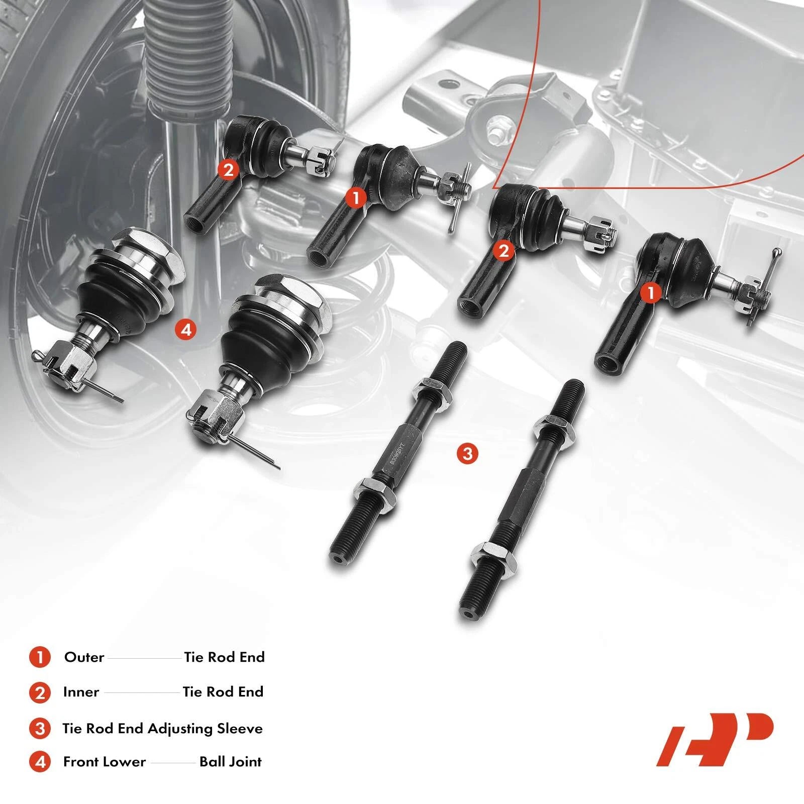 8x Tie Rod End Ball Joint for Nissan Frontier (1998–2004)