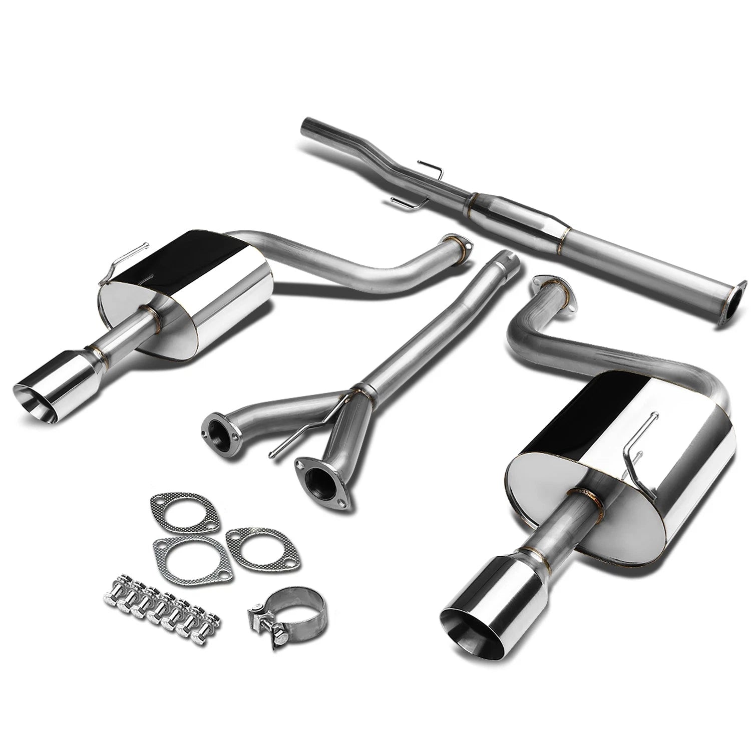 Dual 4" Rolled Tip Muffler Catback Exhaust System for Nissan Maxima (2009–2015)