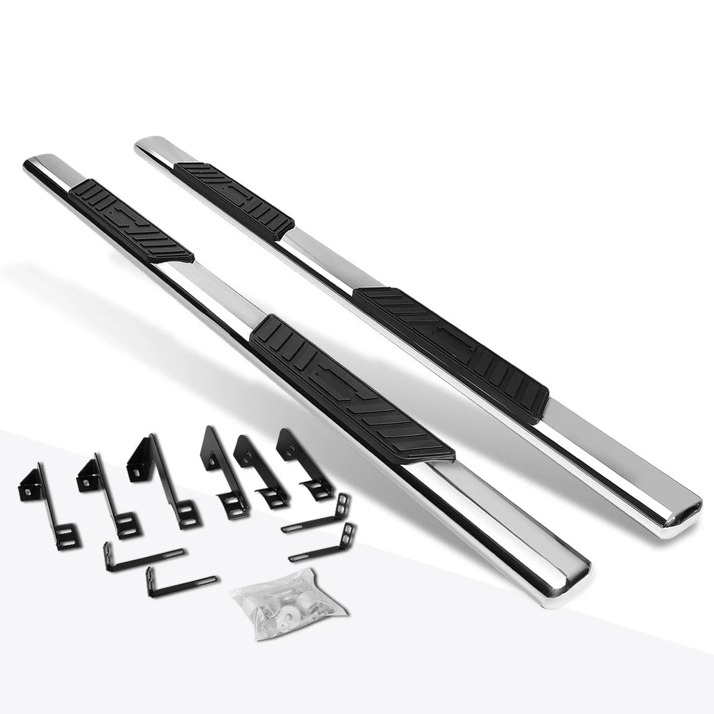 Set of 2 Chrome 5" Oval Side Step Nerf Bars for Silverado/Sierra (2001–2014)