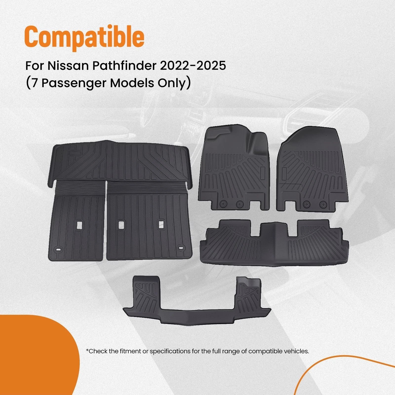 Set of 4 All Weather Floor Mats for Nissan Pathfinder (2022–2025) Rubber