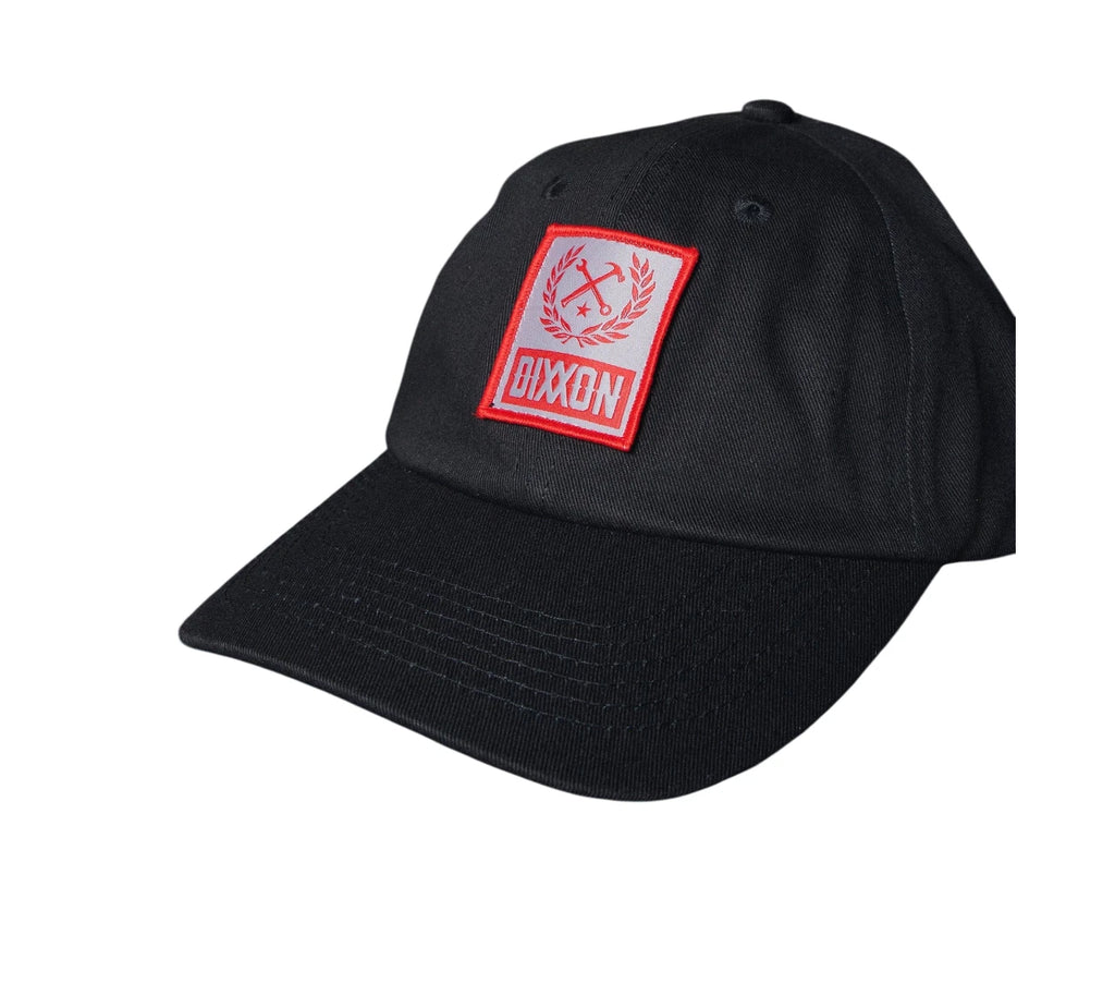 Black Red Box Crest Adjustable Strapback Hat for Dixxon Flannel Co