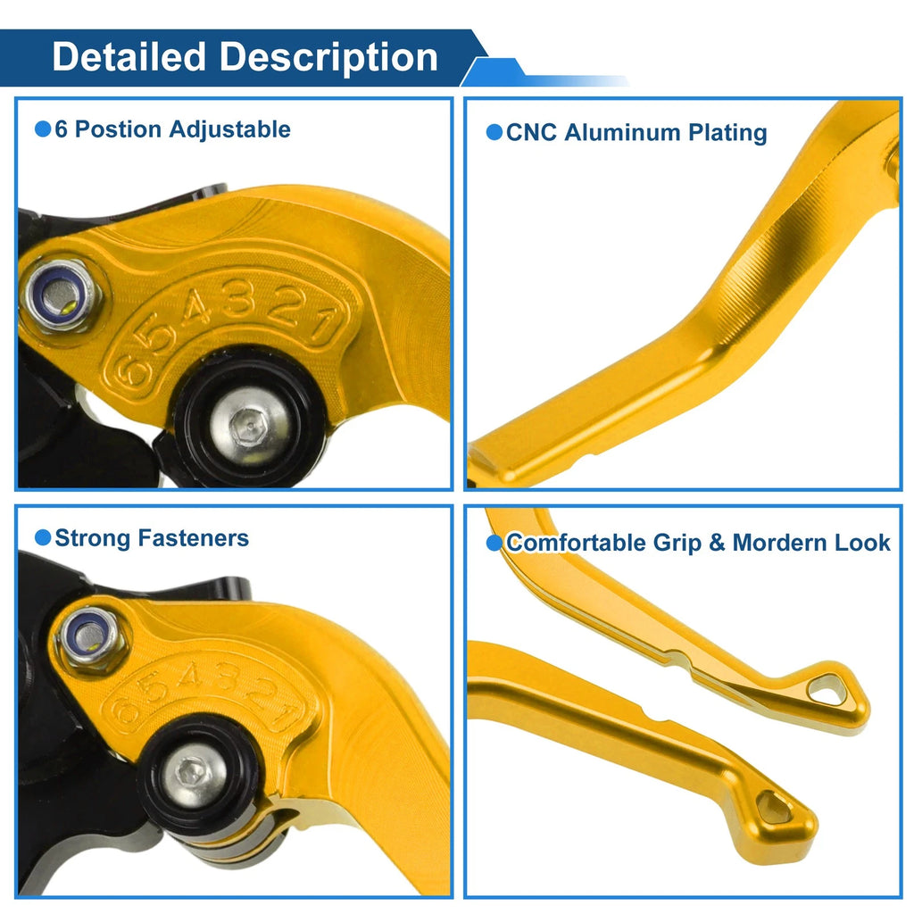 Adjustable Short Brake Clutch Levers for Honda VFR750 (1991–1997) - Gold Tone