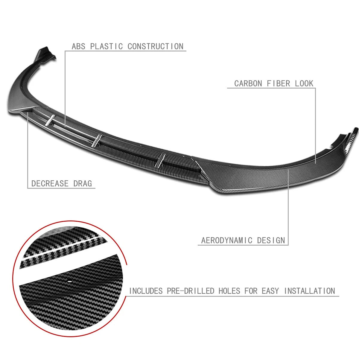 Front Bumper Lip Under Panel Diffuser for Kia Optima (2016–2018) Matte Black