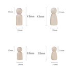 50 Pcs Unpainted Wooden Peg Dolls for Kids DIY Crafts (33-65mm)