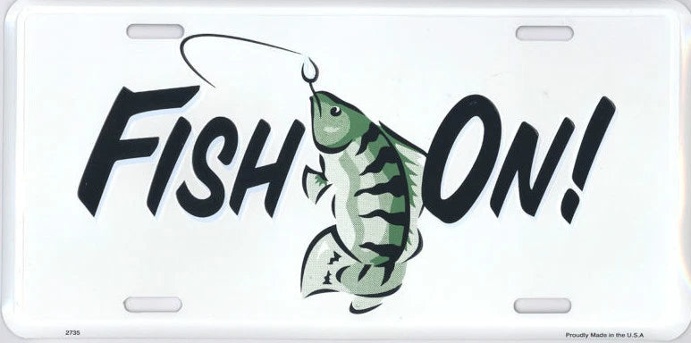 License Plate Tag Emblem for Truck (Fish on Bass Fishing Trout)