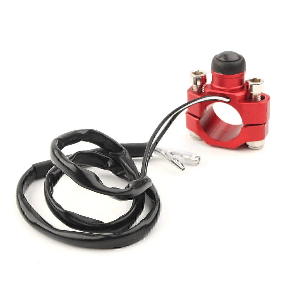 Rotating Bar Clamp Start Stop Kill Switch Button for 7/8" Handlebar Red