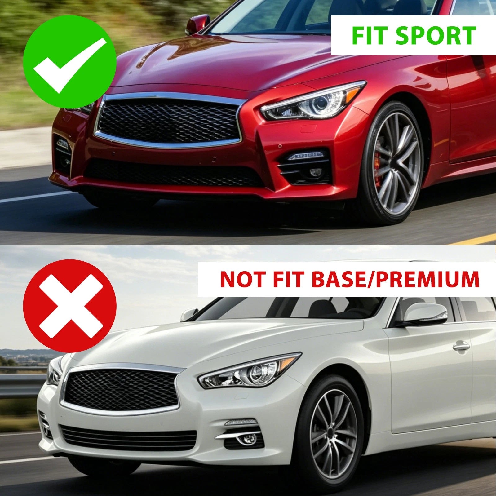 Front Bumper Lip Splitter for Infiniti Q50 Sport (2014–2017) Carbon Fiber Style