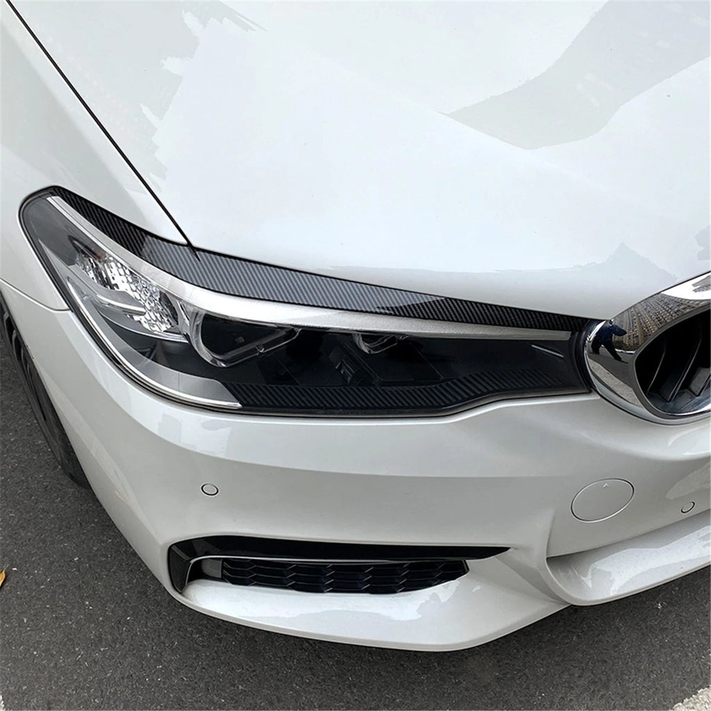 Carbon Look Headlight Eyelid Eyebrow Trims for BMW 5 Series G30 G31 (2017–2021)