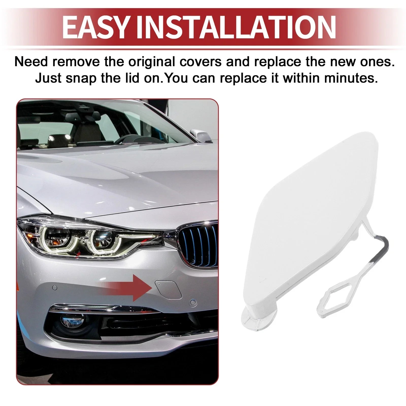 Tow Hook Cover for BMW 320i White 1 Pc (2016-2018)