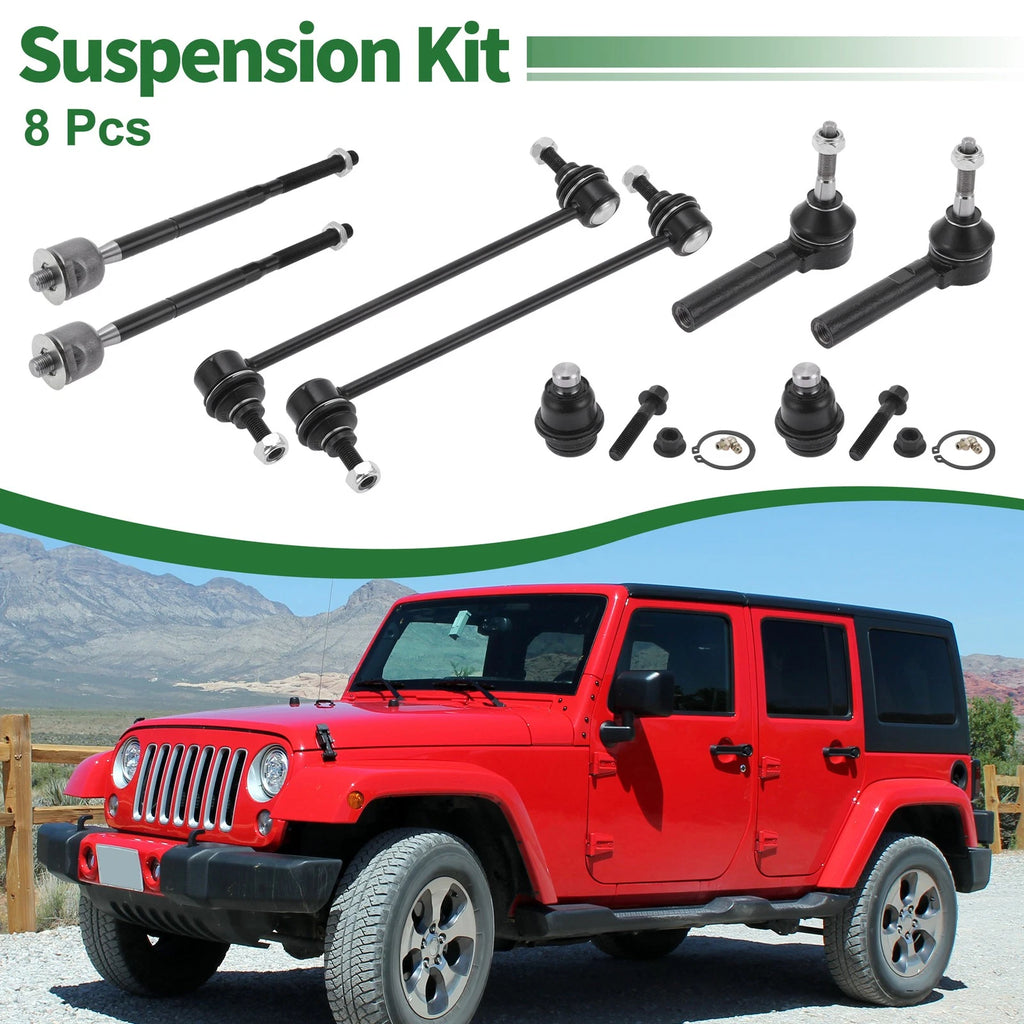 Set of 8 Front Suspension Kit Tie Rod Ends Sway Bar Links for Dodge