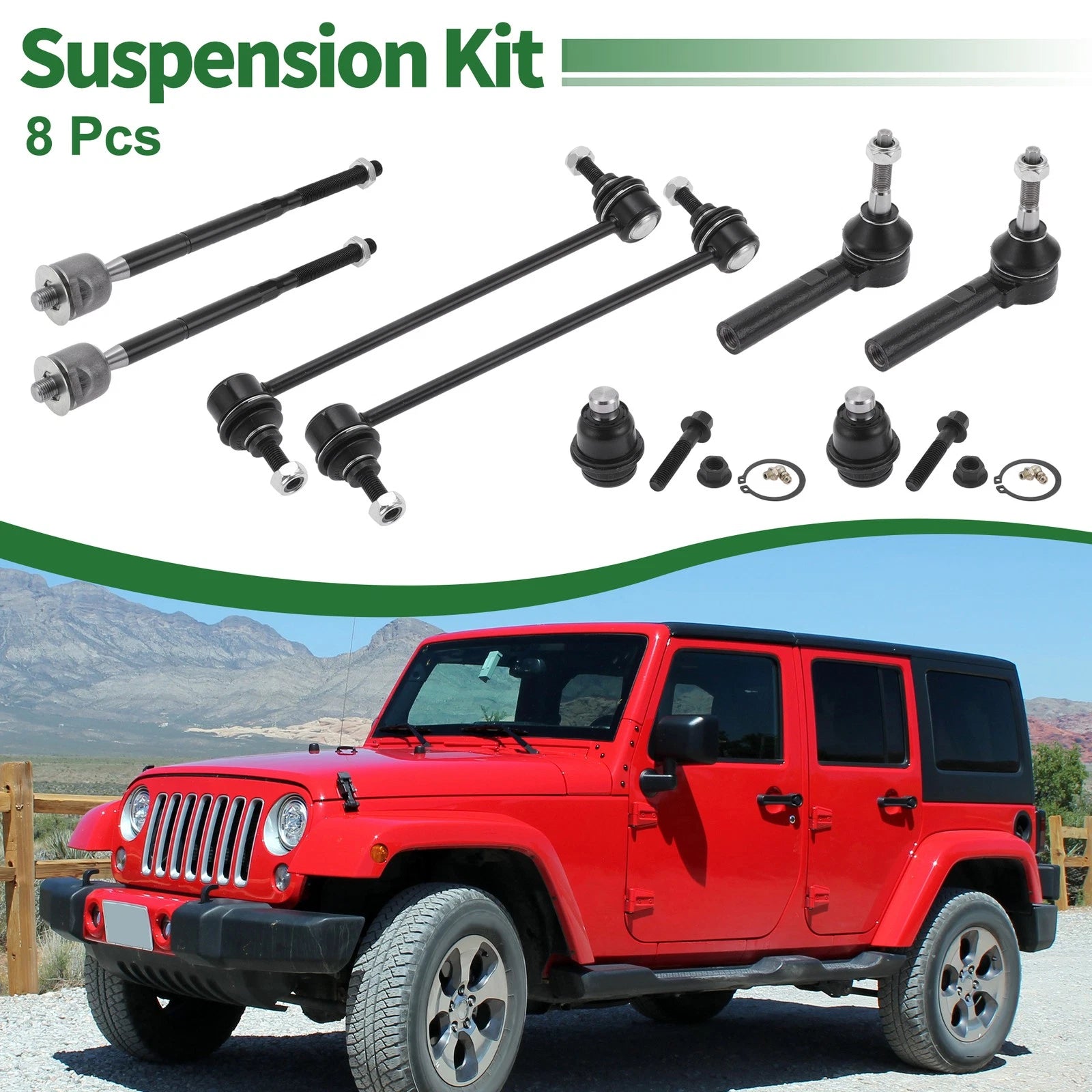 Set of 8 Front Suspension Kit Tie Rod Ends Sway Bar Links for Dodge