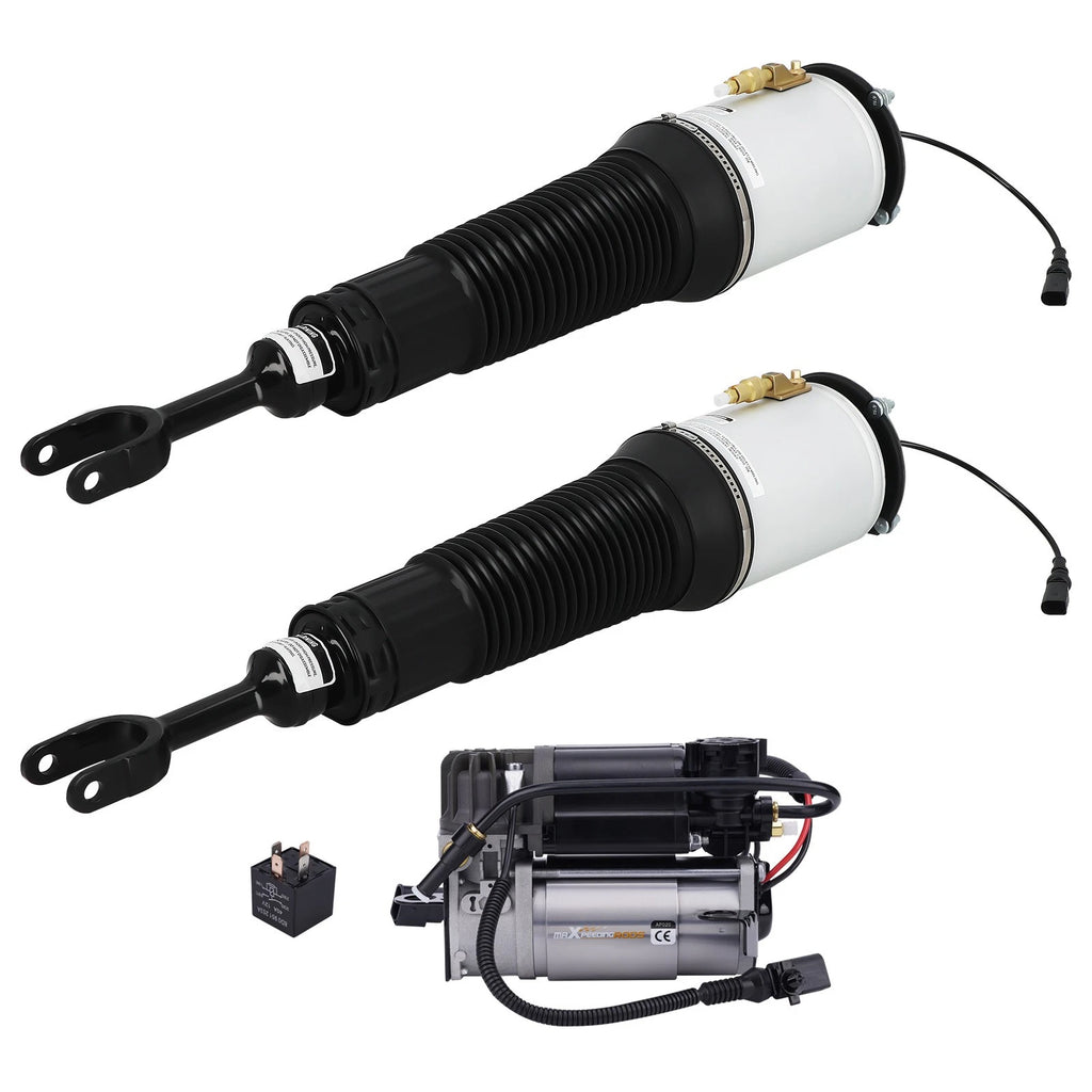 Pair Front Air Suspension Struts + Compressor Pump for Audi A8 S8 (2003–2010)