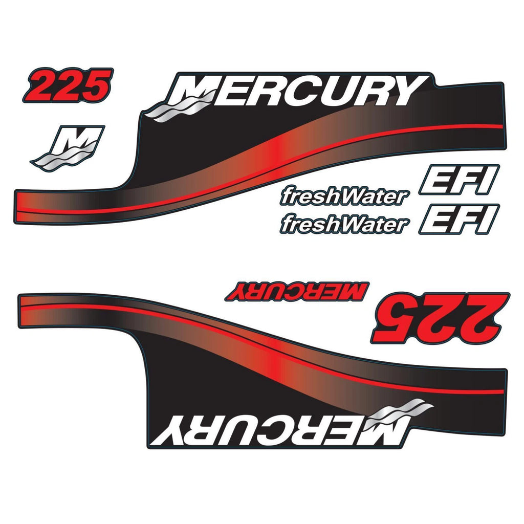 Decal Set for Mercury 225 HP Outboard Motor (FreshWater EFI)