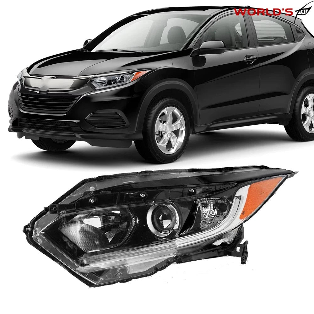 Set of 2 Left Side LED Headlights for Honda HR-V (2019–2021) Black Clear