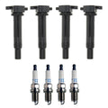 Set of 4 Ignition Coils & Spark Plugs for Hyundai Kia L4 (Denso)