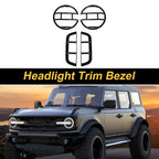 Set of 2 Headlight Trim Bezels for Ford Bronco (2021–2023) Gloss Black