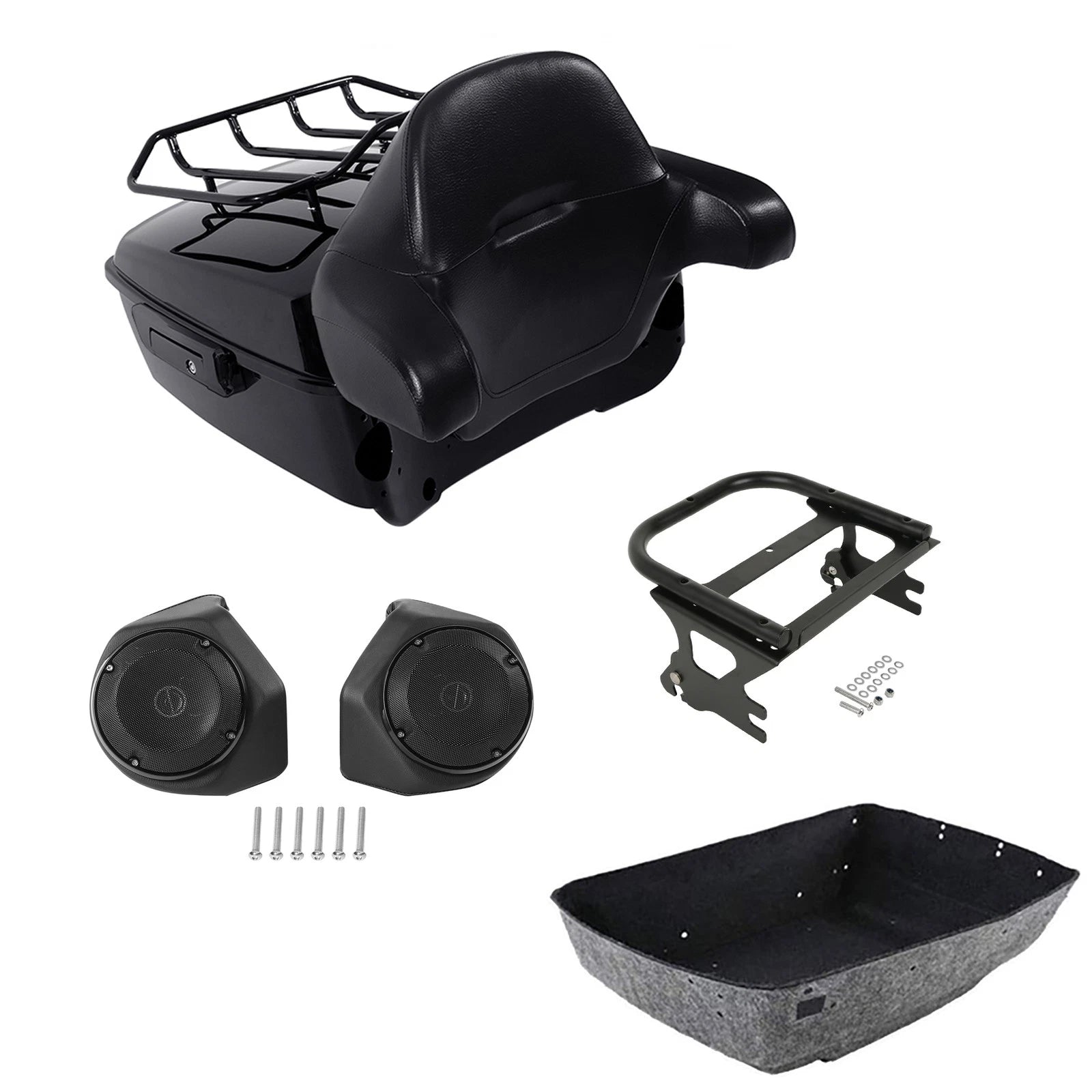 Trunk Backrest Pad Rack Speakers for Harley Electra Glide (1997–2008)