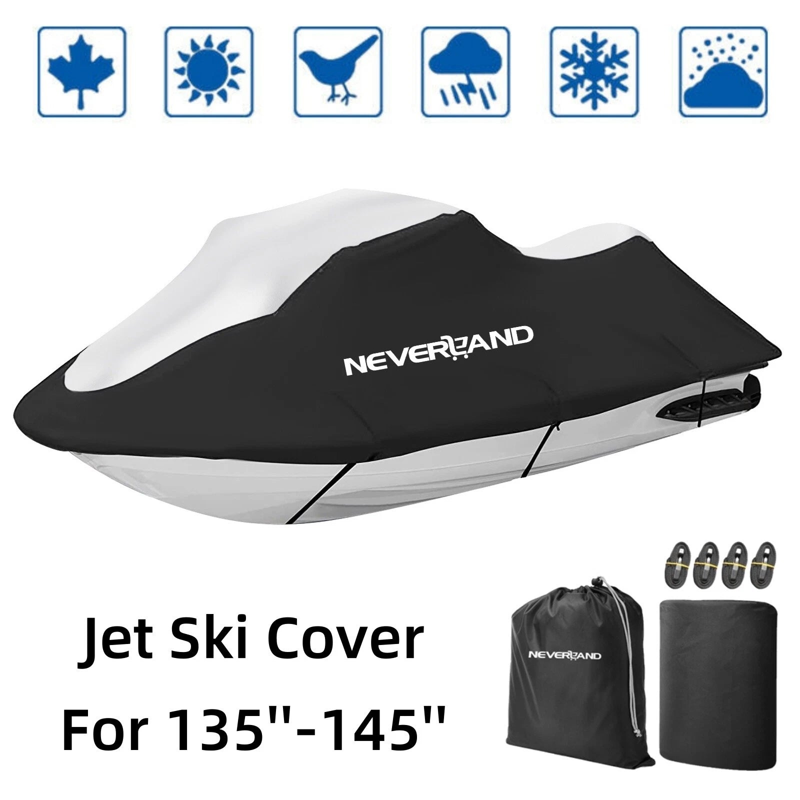 Trailerable Jet Ski Cover for Universal Fit (135''-145'')