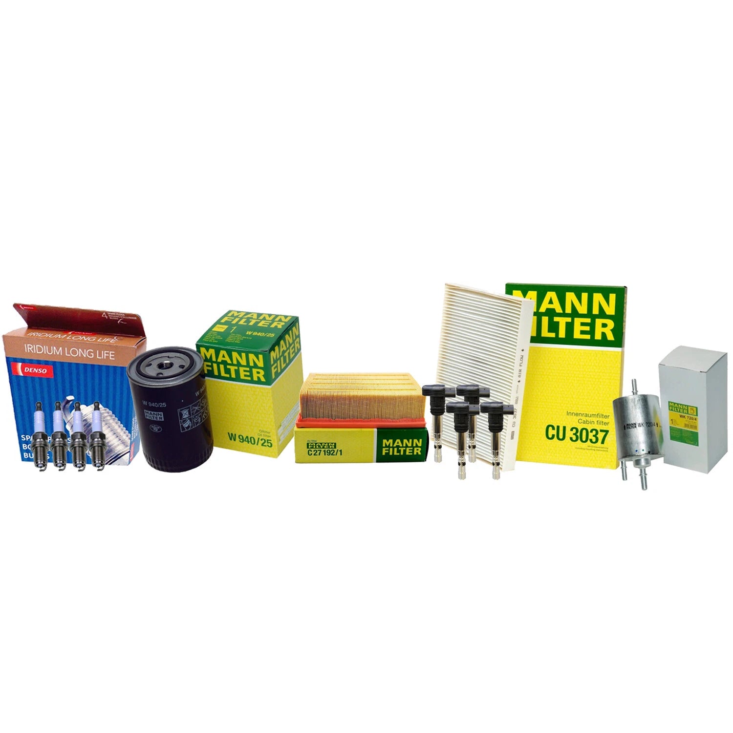 Set of 4 Mann Filters & 4 Denso Iridium LL Spark Plugs for Audi A4
