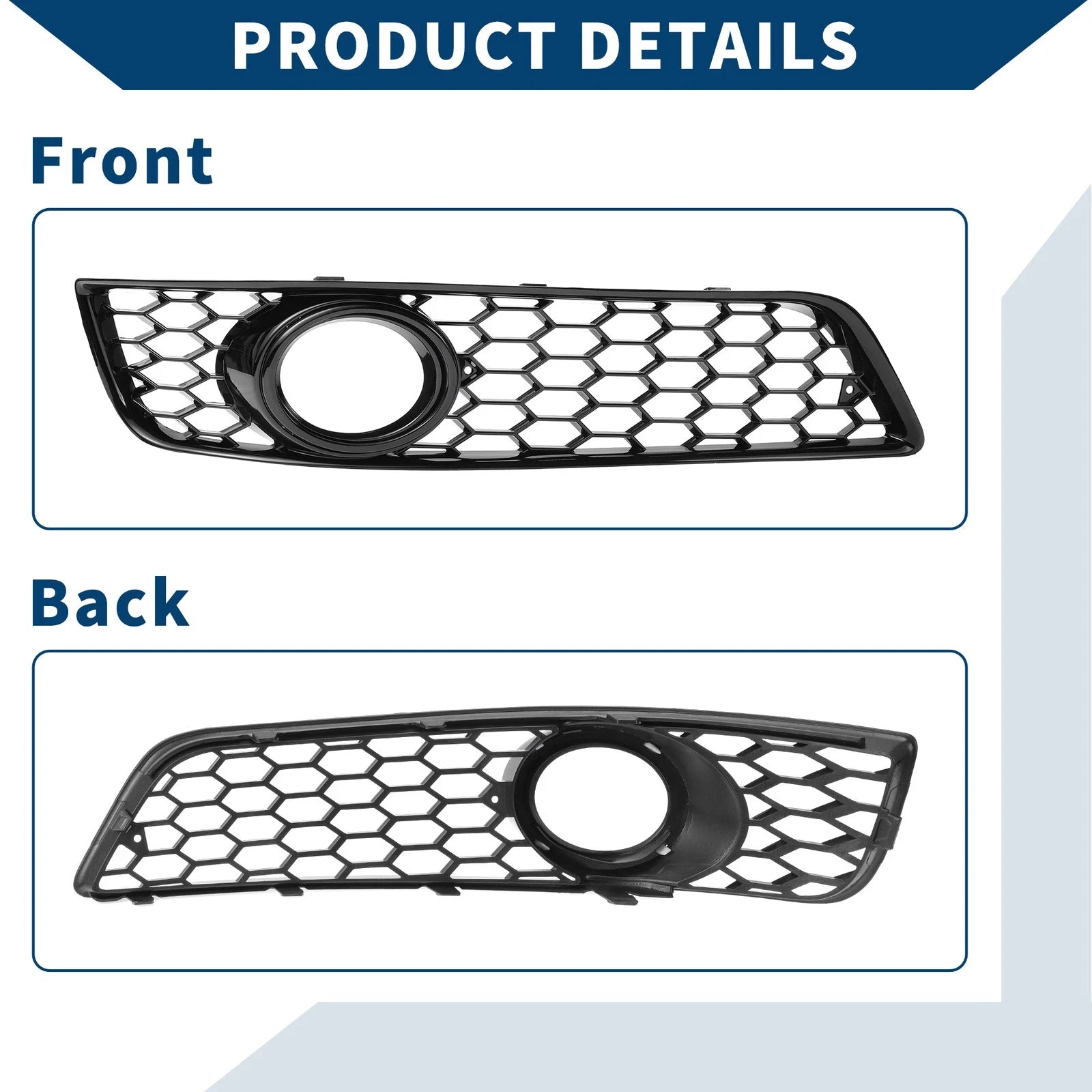 1 Pair Front Fog Light Grill for Audi A3 8P (2009–2013) No. 8P0807682J/8P0807681AA