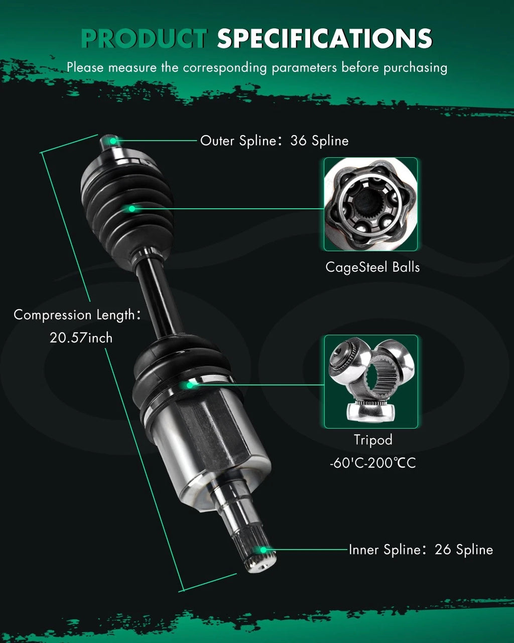 CV Axle for Volvo S40 C30 C70 V50 2.5L (2004–2013)