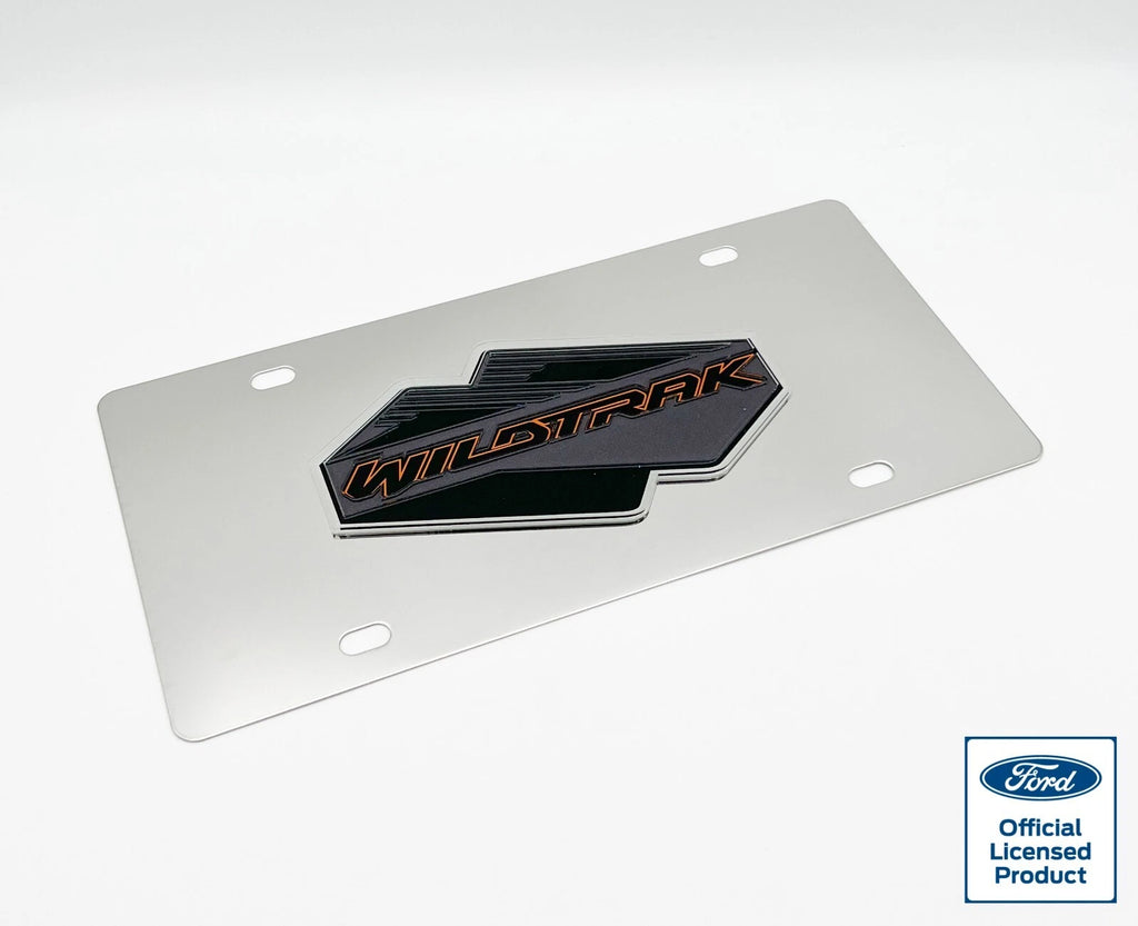 Chrome License Plate Frame with 3D Ford Bronco Wildtrak Logo for Ford Bronco (2021–2024)