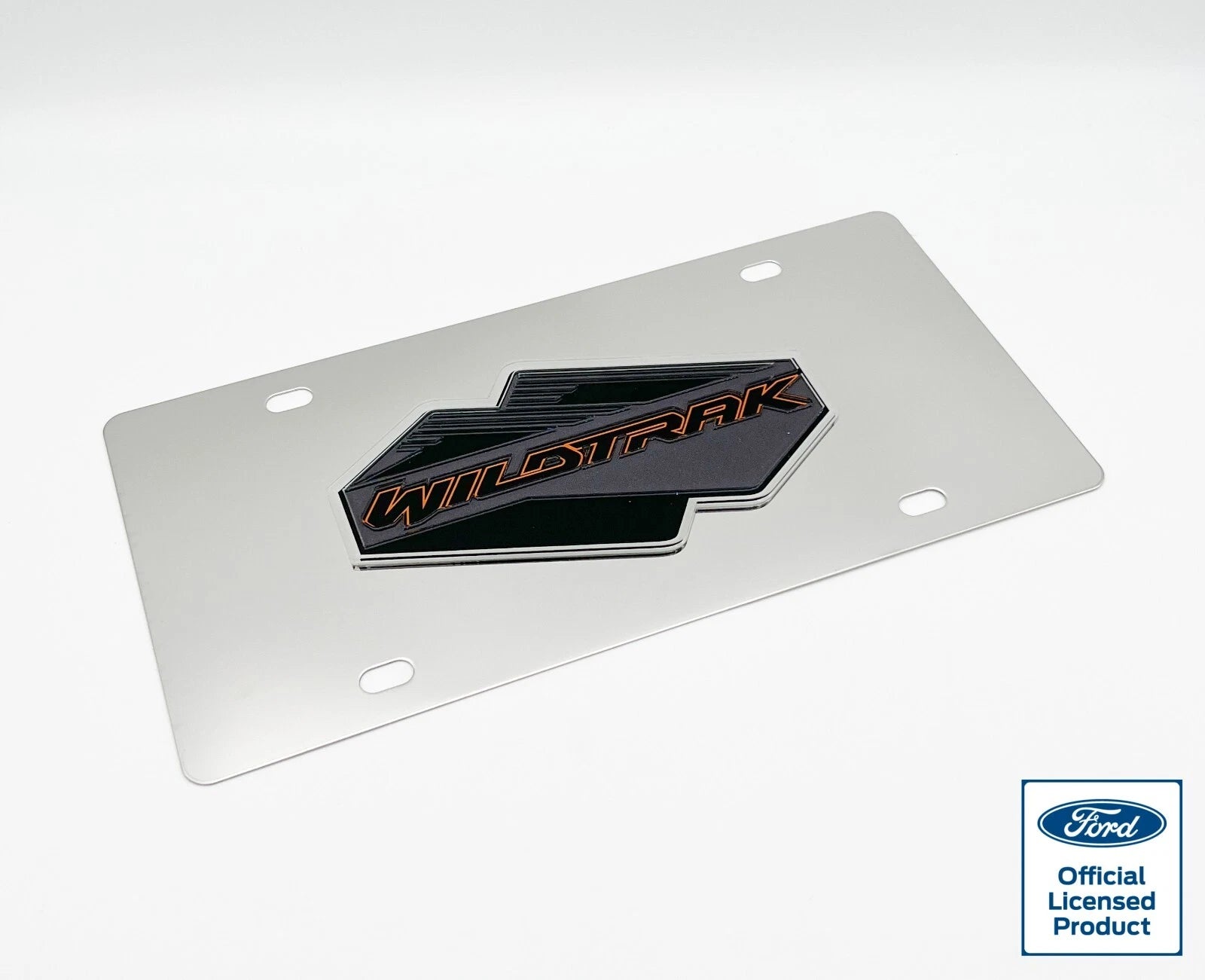 Chrome License Plate Frame with 3D Ford Bronco Wildtrak Logo for Ford Bronco (2021–2024)