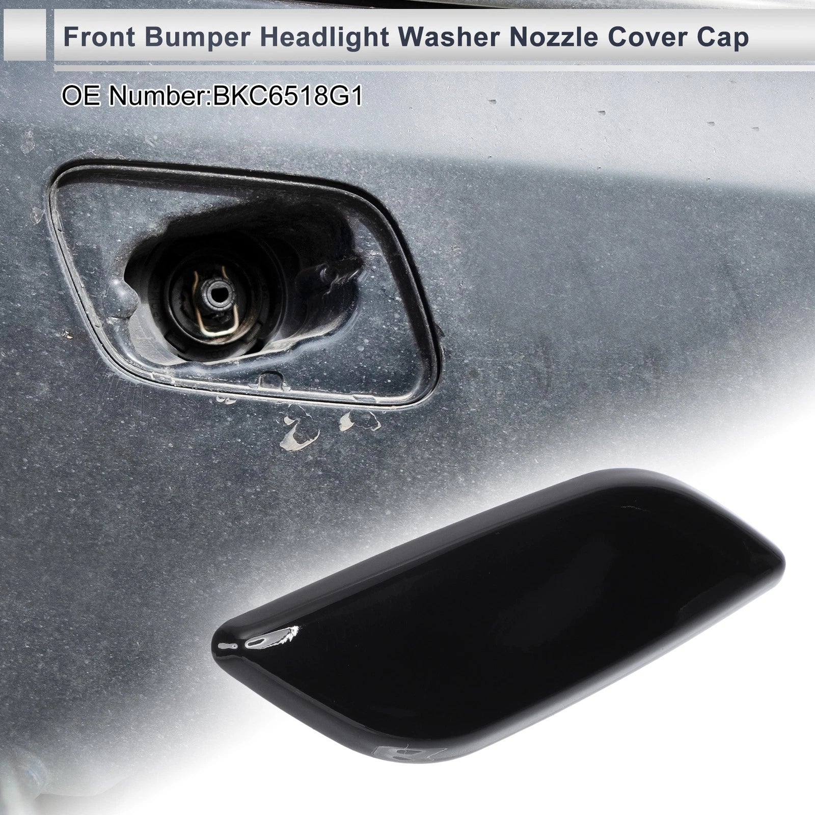 Bumper Headlight Washer Nozzle Cover Cap for Mazda 3 (2004–2013) Black