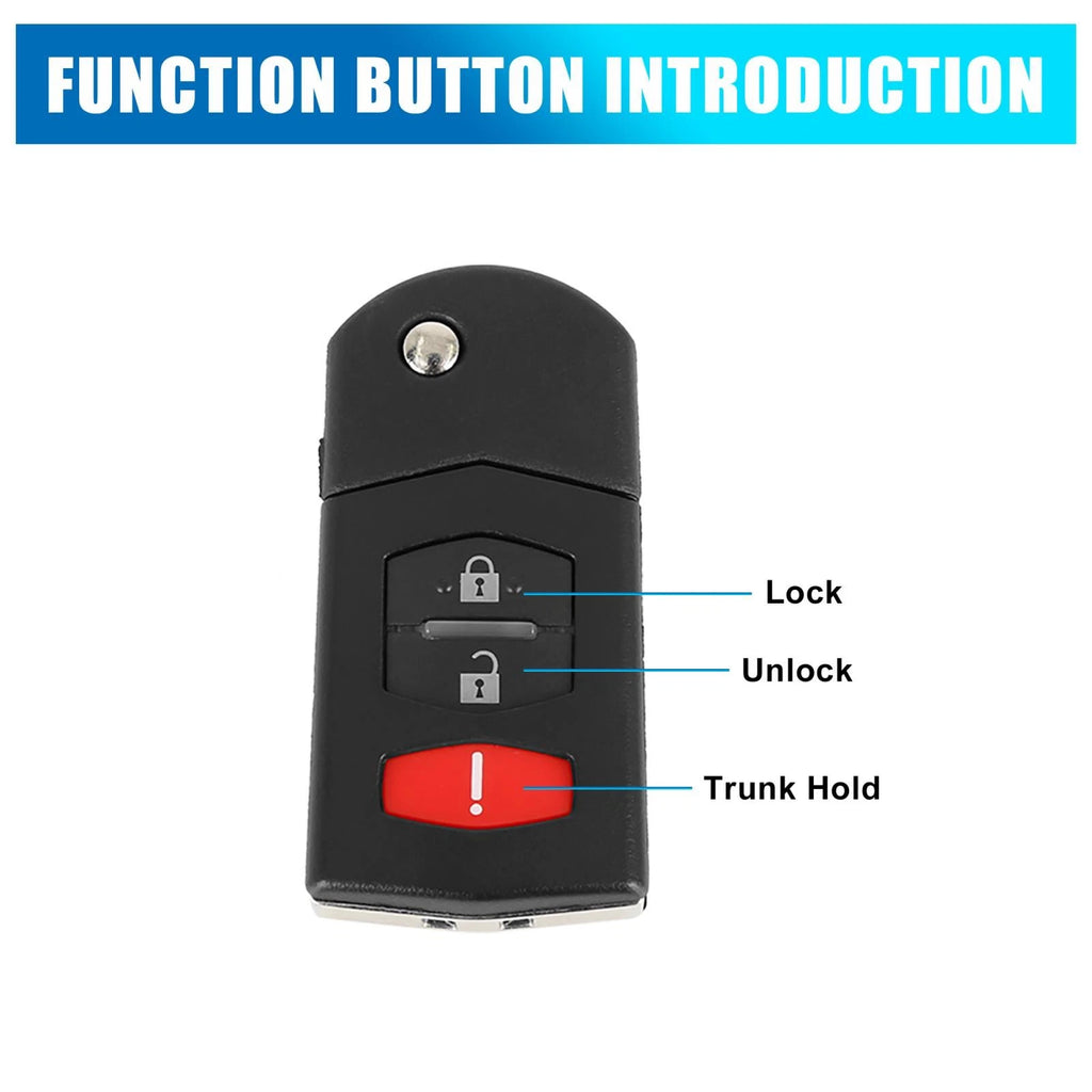 Keyless Remote Key Fob Shell Case BGBX1T478 for Mazda 3 (2011–2013)