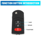 Keyless Remote Key Fob Shell Case BGBX1T478 for Mazda 3 (2011–2013)